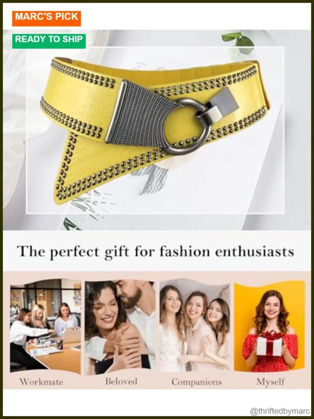 Adjustable Wide Elastic Belt with Vintage Buckle